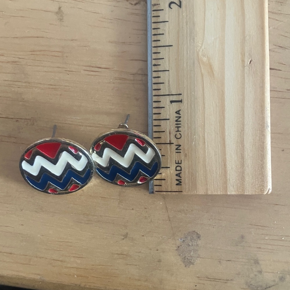 Red, White, and Blue Chevron Earrings